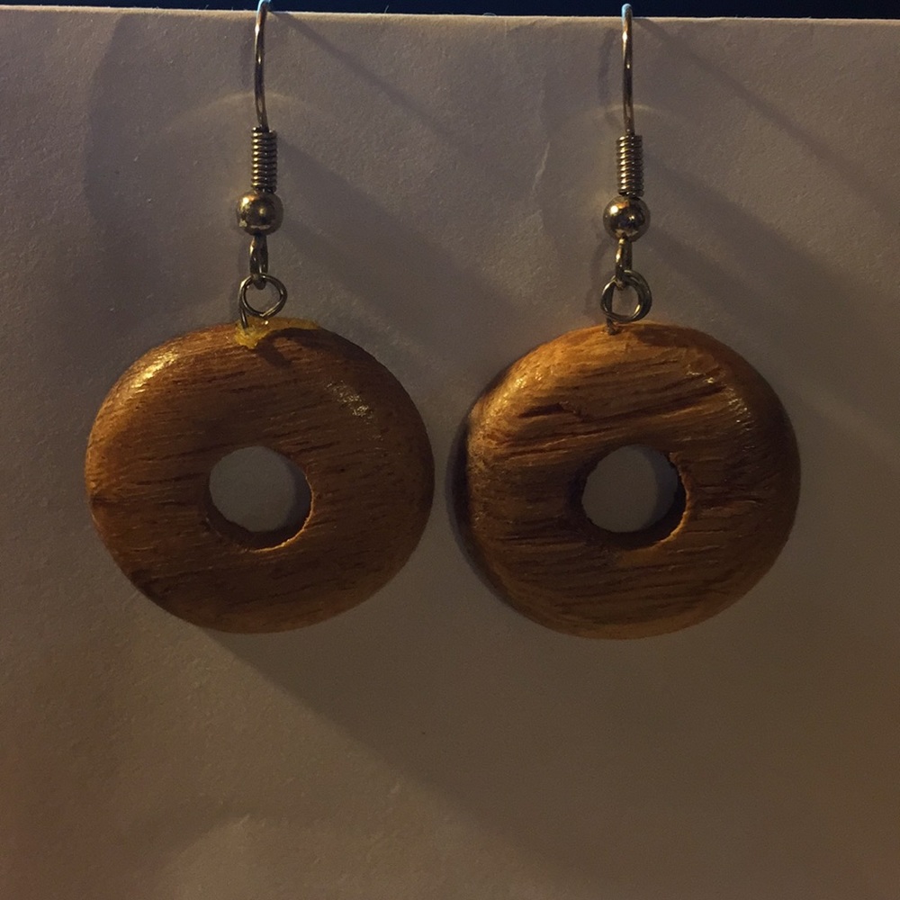 Wood circle earrings